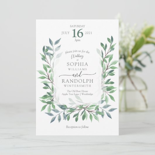 Organic Woodland  Wreath Kaart (Staand voorkant)