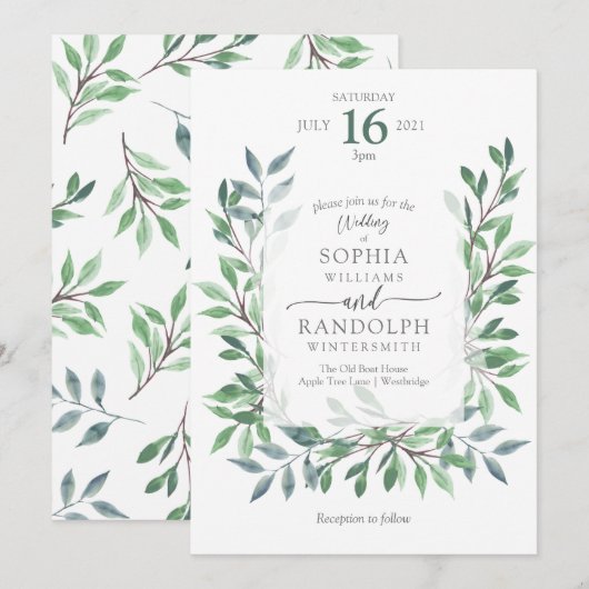 Organic Woodland  Wreath Kaart (Voorkant / Achterkant)