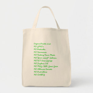 OrganicFoodie List Grocery Bag Tote Bag