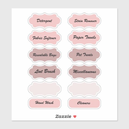 Organisatie van de wasruimte thuis Roze labels (Vel)