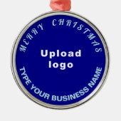 organisatie voor kerstblauw rondenblad metalen ornament (Voorkant)
