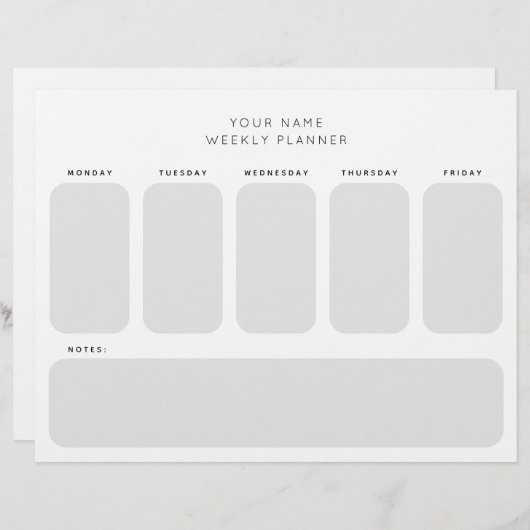 Organisatie voor werkweek planning Kantoor Briefhoofd (Voorkant / Achterkant)