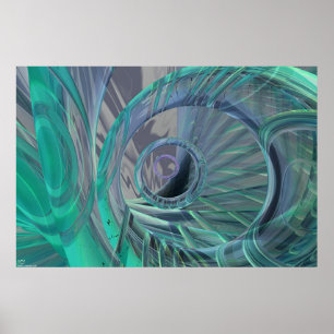 Organisch - blauw groen poster