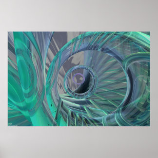 Organisch - blauw groen poster