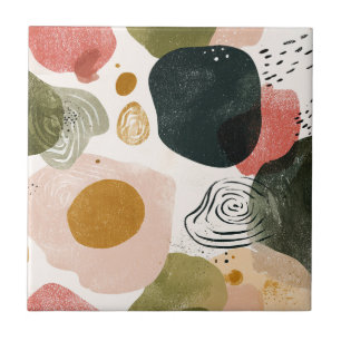 Organisch Boho Abstract Patroon in Aardse Gedempte Tegeltje