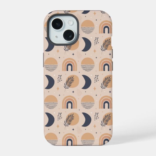 Organisch Boho-patroon iPhone 15 Case (Achterkant)