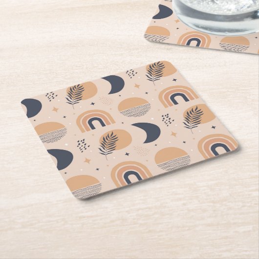 Organisch Boho-patroon Kartonnen Onderzetters (Schuin)