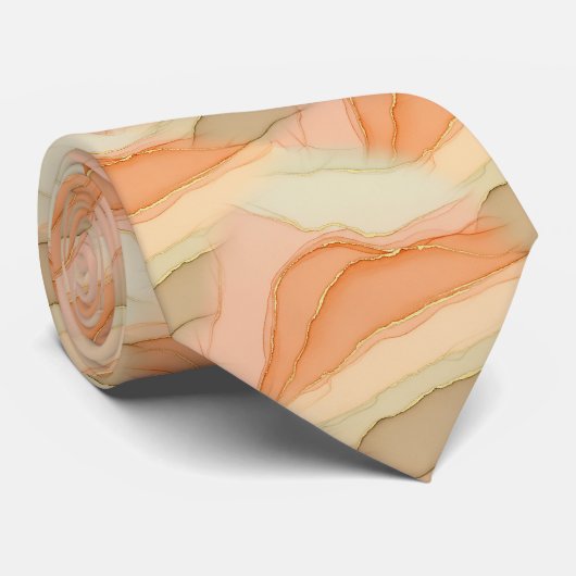 Organisch Goud Marmer Warm Neutraal Abstract Stropdas (Opgerold)