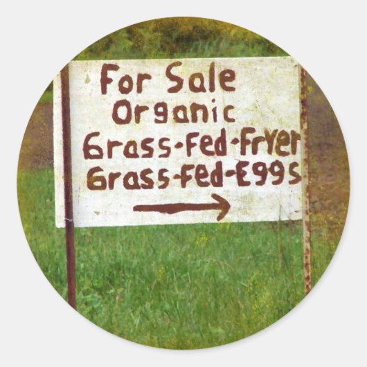 Organisch gras Fed Eggs en Fryers Ronde Sticker (Voorkant)