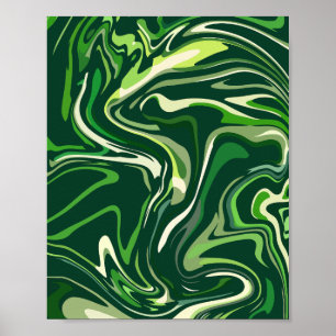 Organisch Groen Abstract met Fluid Motion Poster