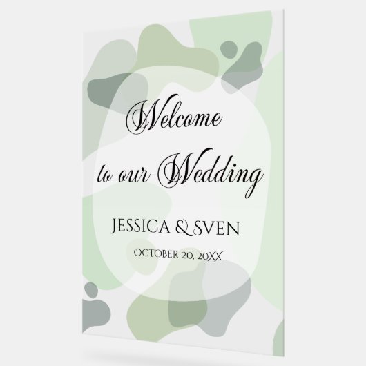 Organisch groen geometrische Abstracte bruiloft Acryl Bord (Hoek)