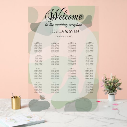 Organisch groen geometrische Abstracte bruiloft Acryl Bord (Huwelijk)