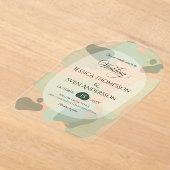 Organisch groen geometrische Abstracte bruiloft Acryl Uitnodigingen (Laagn)