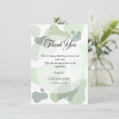 Organisch groen geometrische Abstracte bruiloft Bedankkaart (Staand voorkant)