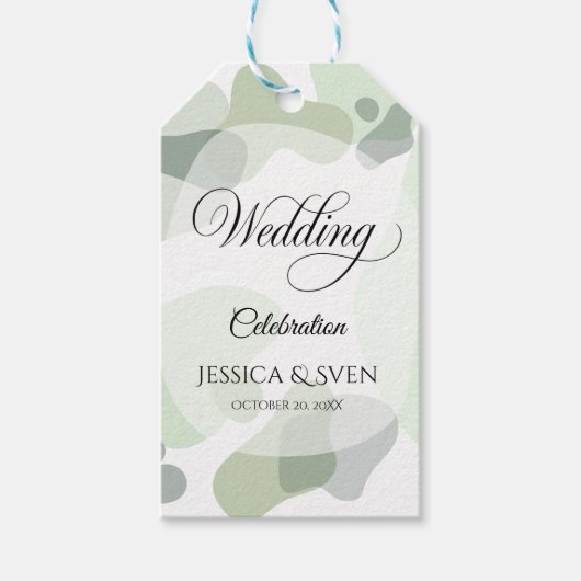 Organisch groen geometrische Abstracte bruiloft Cadeaulabel (Voorkant)