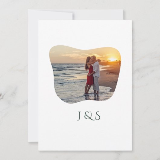 Organisch groen geometrische Abstracte bruiloft Save The Date (Achterkant)