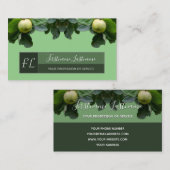 Organisch groene appelboom, grijze rechthoek monog visitekaartje (Voorkant / Achterkant)