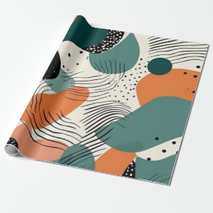 Organisch koraal teal biomorf abstract patroon cadeaupapier