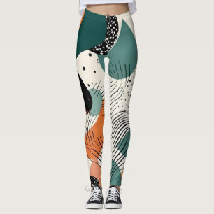Organisch koraal teal biomorf abstract patroon leggings