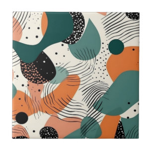 Organisch Koraal Teal Biomorf Abstract Patroon Tegeltje