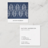 ORGANISCH LEAF PATROON INDIGO BLUE DYE BATIK VIERKANTE VISITEKAARTJE (Voorkant / Achterkant)