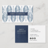 ORGANISCH LEAF PATROON INDIGO BLUE DYE BATIK VISITEKAARTJE (Voorkant / Achterkant)