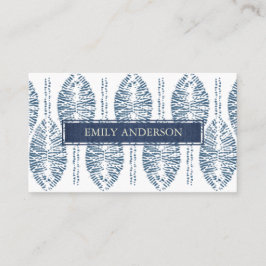 ORGANISCH LEAF PATROON INDIGO BLUE DYE BATIK VISITEKAARTJE