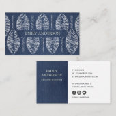 ORGANISCH LEAF PATROON INDIGO BLUE DYE BATIK VISITEKAARTJE (Voorkant / Achterkant)