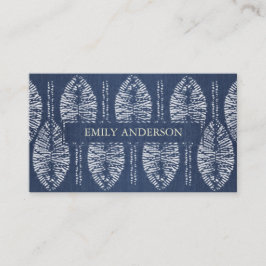 ORGANISCH LEAF PATROON INDIGO BLUE DYE BATIK VISITEKAARTJE