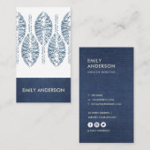 ORGANISCH LEAF PATROON INDIGO BLUE DYE BATIK VISITEKAARTJE (Voorkant / Achterkant)