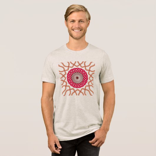 Organisch Mandala Spiraalontwerp Tri-Blend Shirt (Voorkant volledig)