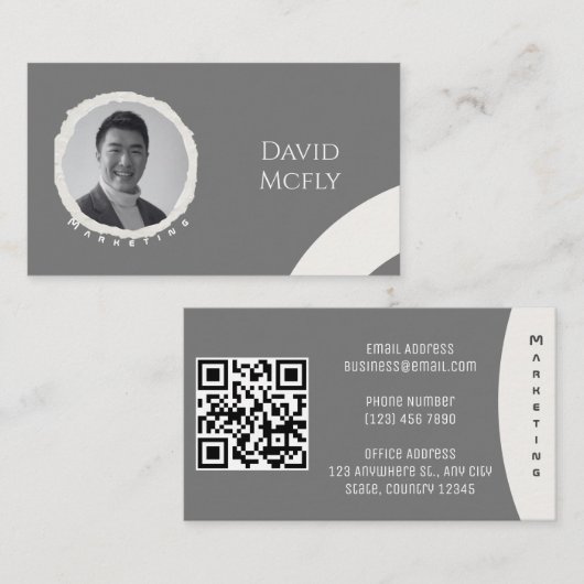Organisch minimalistisch met QR-code Visitekaartje (Voorkant / Achterkant)