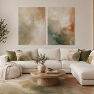 Organisch moderne saliegroene en beige neutrale ti poster