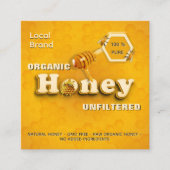 Organisch Ruw Honing Lokaal Merk QR Code Schattige Vierkante Visitekaartje (Voorkant)