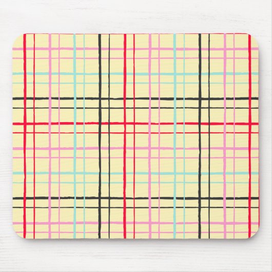 Organisch Wobbly Check Grid Patroon Retro Pop Muismat (Voorkant)