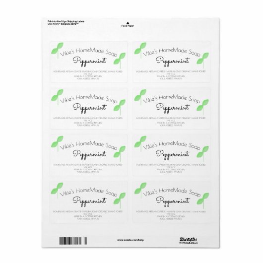 Organisch zend-zeeplabel etiket (Full Sheet)