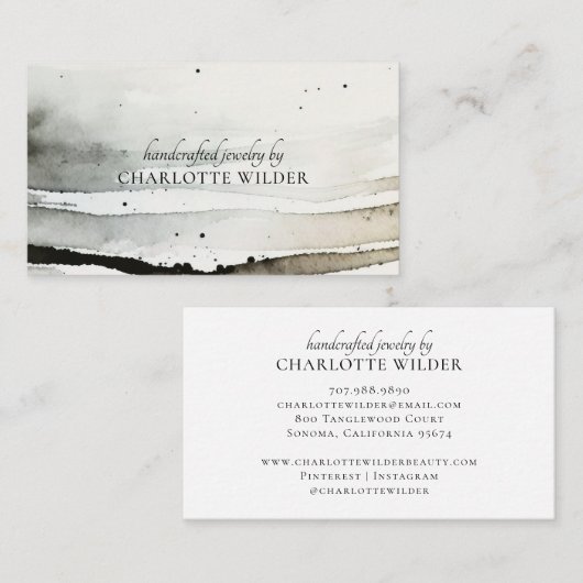 Organische Abstracte Waterverf Sieraden Designer Visitekaartje (Voorkant / Achterkant)