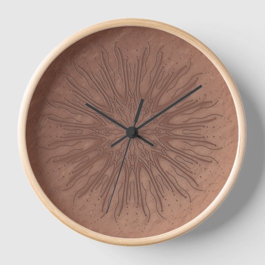 Organische boho sunburst mandala wall klok (Voorkant)