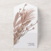 Organische Boogvorm en Boho Bruiloft met Pampas All In One Uitnodiging (Buitenkant)