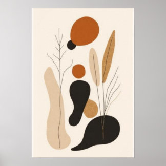 Organische Botanische Abstractie | Aardtone Minima Poster