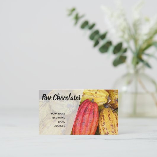 Organische cacao-bonen voor het maken van chocolad visitekaartje (Staand voorkant)