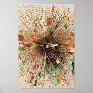 Organische Databurst - Natuurlijk Beige Terracotta Poster