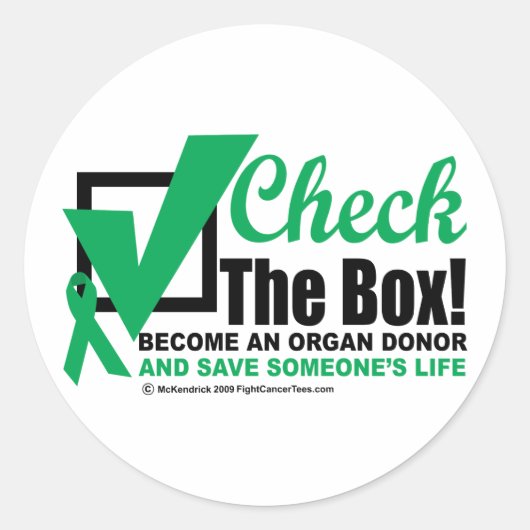 Organische donor Controleer de doos Ronde Sticker (Voorkant)