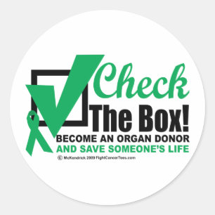 Organische donor Controleer de doos Ronde Sticker