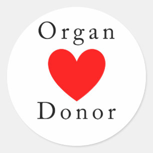 Organische donorshirt ronde sticker