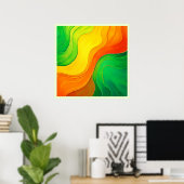 Organische Gele Groene Golven Kunst Poster (Thuiskantoor)