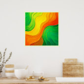 Organische Gele Groene Golven Kunst Poster (Keuken)