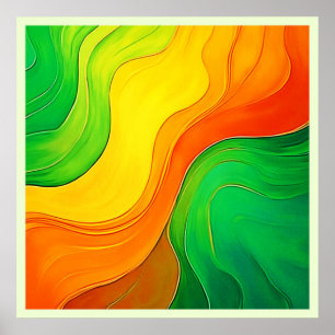 Organische Gele Groene Golven Kunst Poster