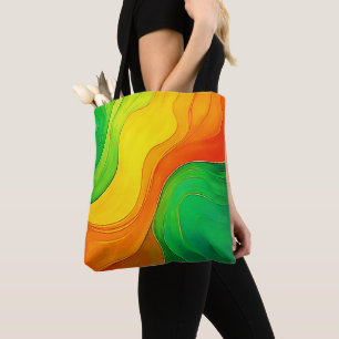 Organische Gele Groene Golven Kunst Tote Bag