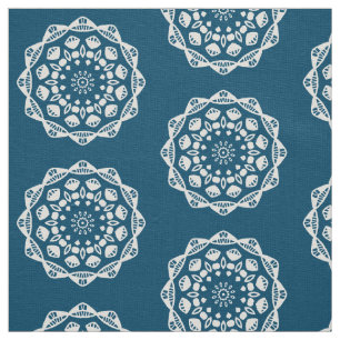 Organische Geometrie 015 - Wit op Blauw 00486b Stof